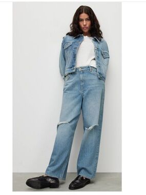 AllSaints Elli High-Rise Destroyed Wide Leg Jeans